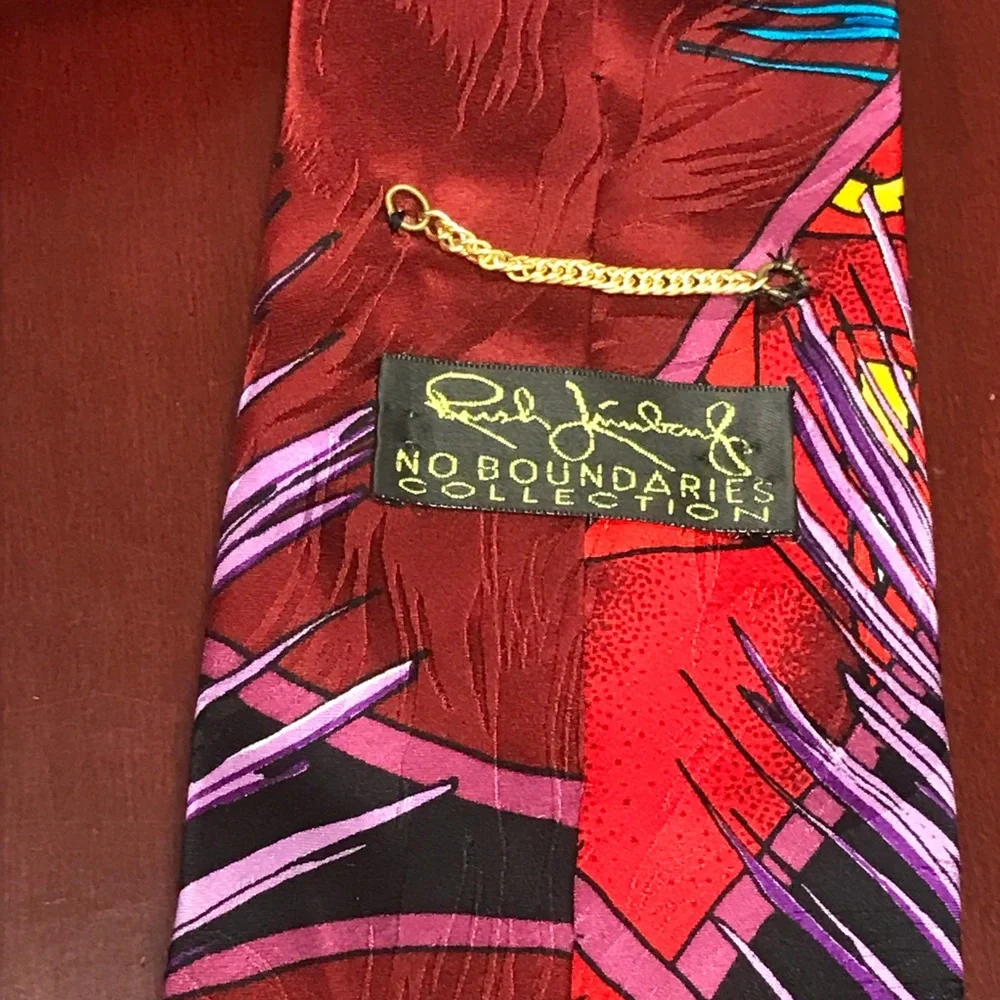 RUSH LIMBAUGH No Boundaries Vintage 90s multicolored Peacock Feather Silk Tie